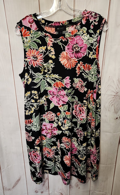 AB studio Women's Size L Black & Pink Floral Dress