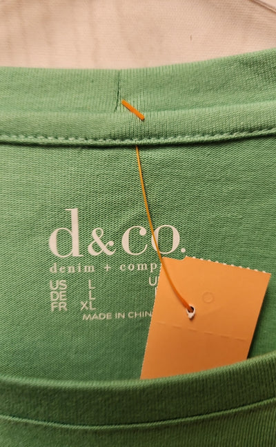 D & Co Women's Size L Green 3/4 Sleeve Top