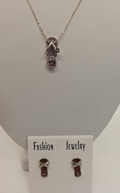 Flip Flop Necklace & Earrings Jewelry Set