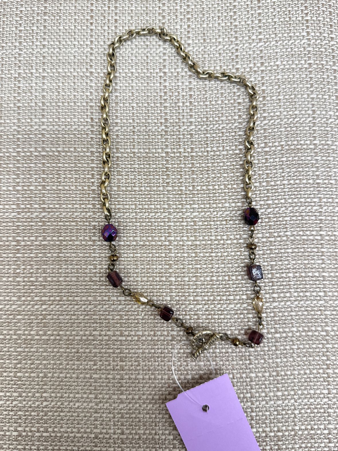 Gold tone Purple Bead Necklace