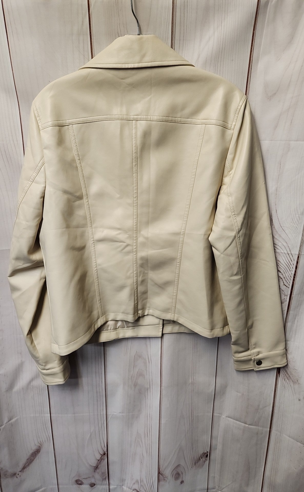 Express Women's Size L Cream Faux Leather Jacket