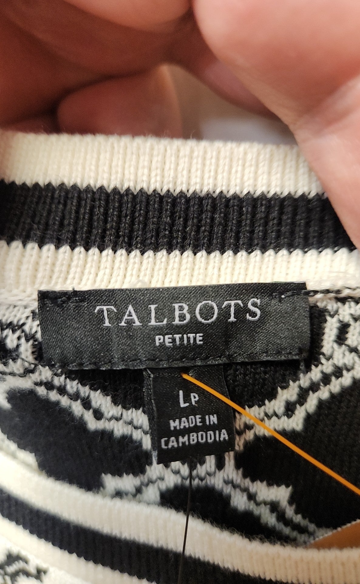 NWT Talbots Women's Size L Petite White & Black Sleeveless Top