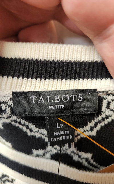 NWT Talbots Women's Size L Petite White & Black Sleeveless Top