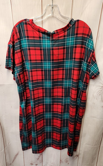 Joyspun Women's Size L/XL Red Holiday Nightgown