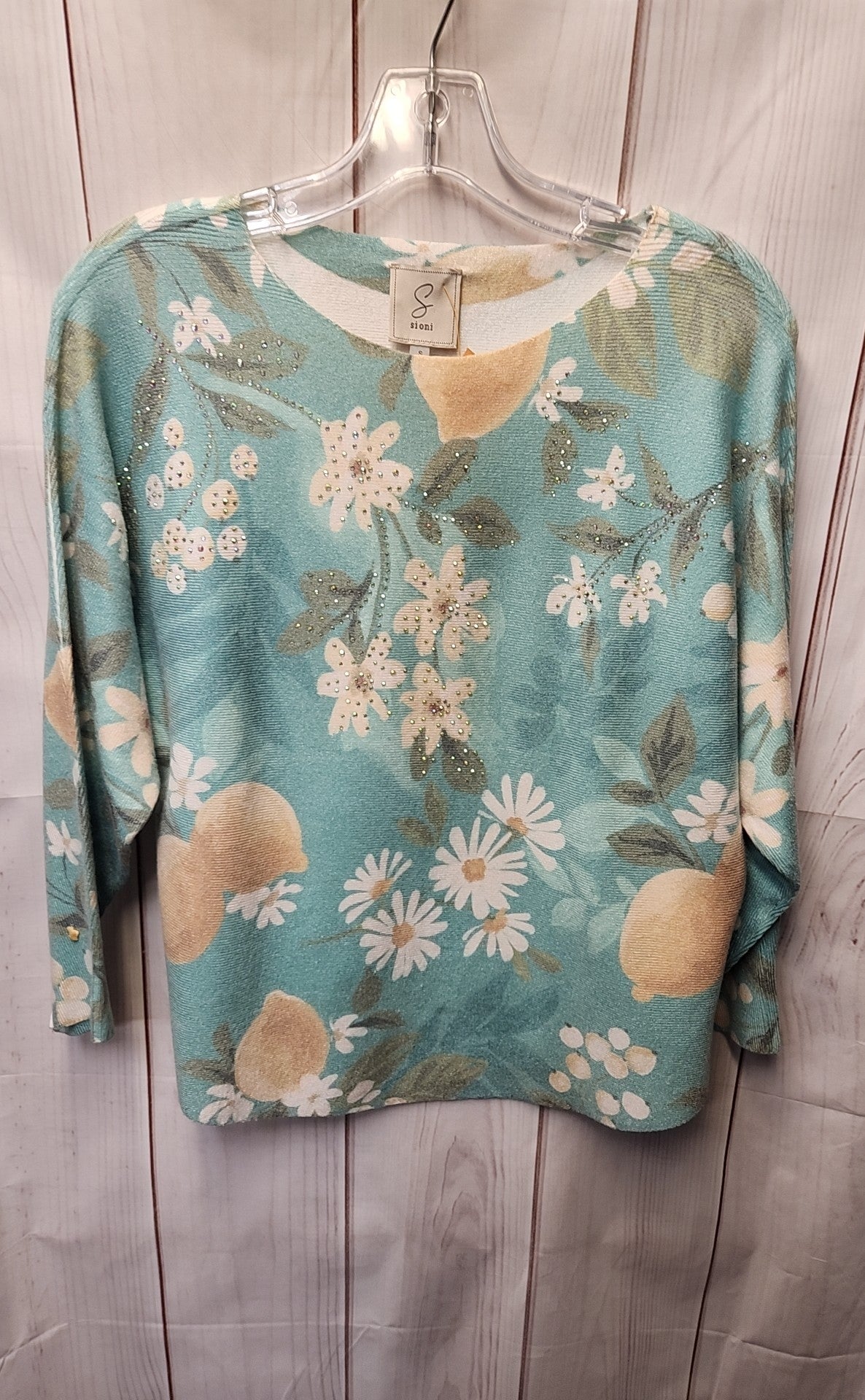 Sioni Women's Size S Green Floral Sweater