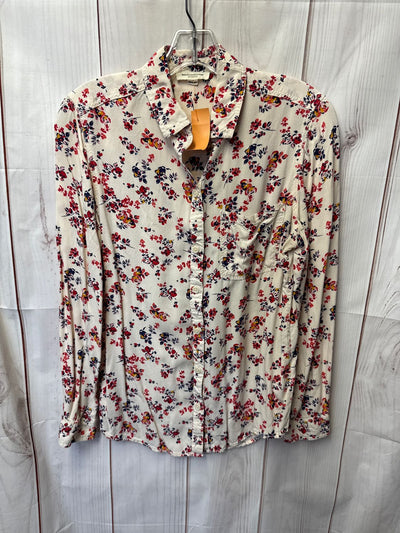 Beach Lunch Lounge Women's Size M Beige Floral Long Sleeve Top