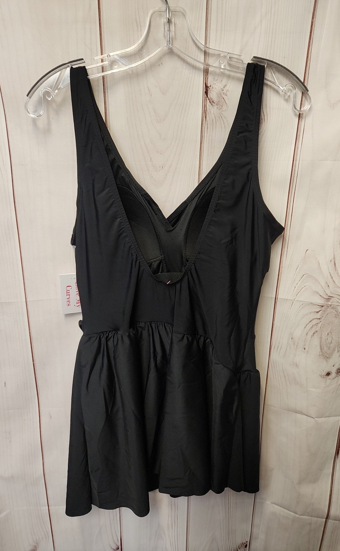 NWT Love My Curves Women's Size 16/1X Black Swimsuit