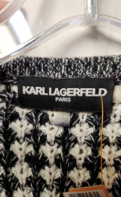 Karl Lagerfeld Women's Size L White & Black Cardigan