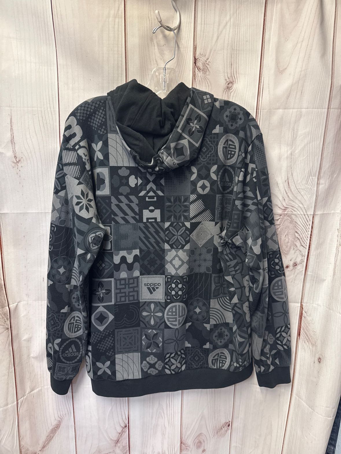 Adidas Men's Size L Black Hooded Sweatshirt