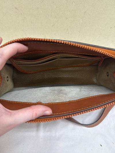 VTG Dooney & Bourke Taupe Leather Crossbody Purse Bag AS IS - marks