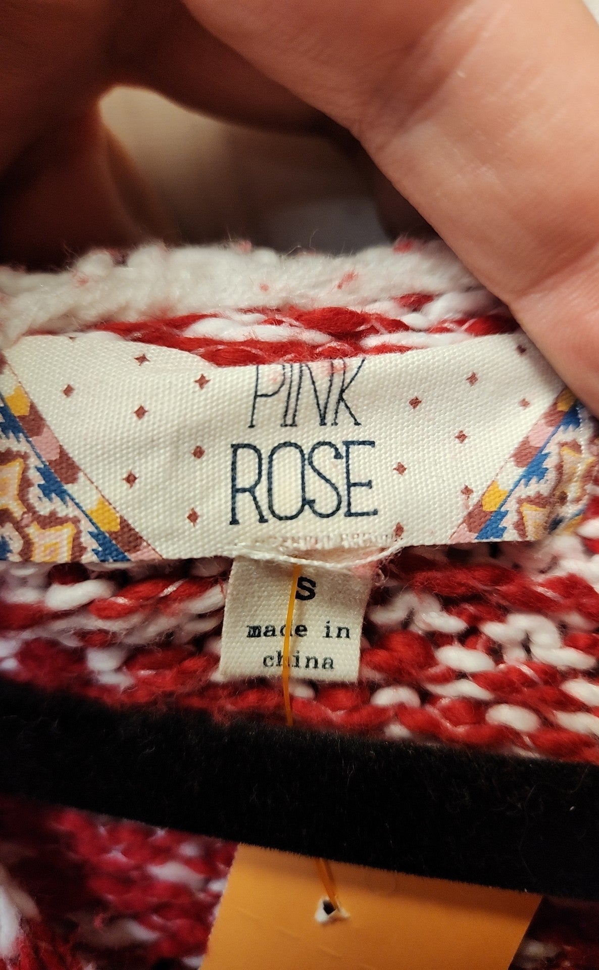 Pink Rose Women's Size S Red & White Hooded Sweater