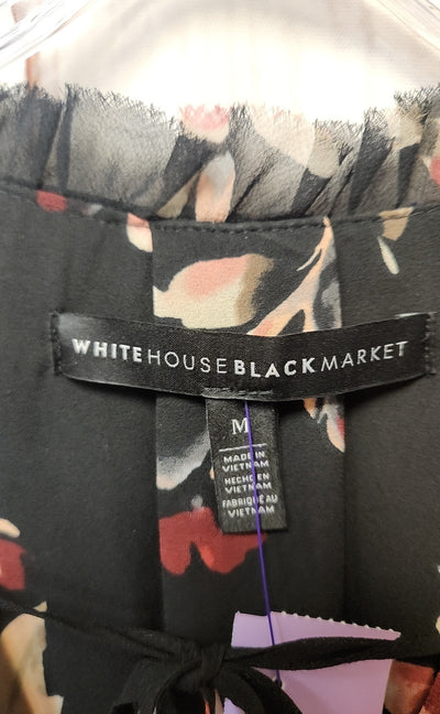 White House Black Market Women's Size M Black Floral Sleeveless Top