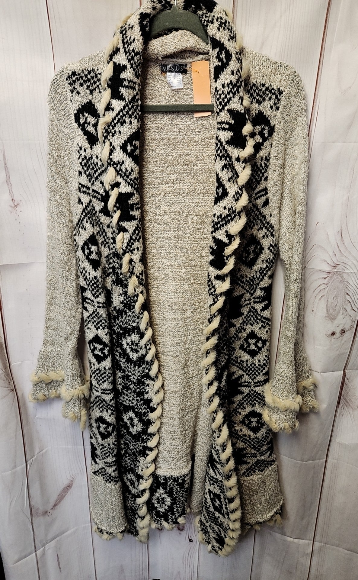 Venus Women's Size S Black & Beige Cardigan