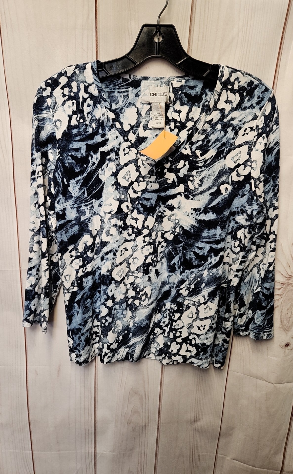 Chico's Women's Size 1 = US M Blue 3/4 Sleeve Top