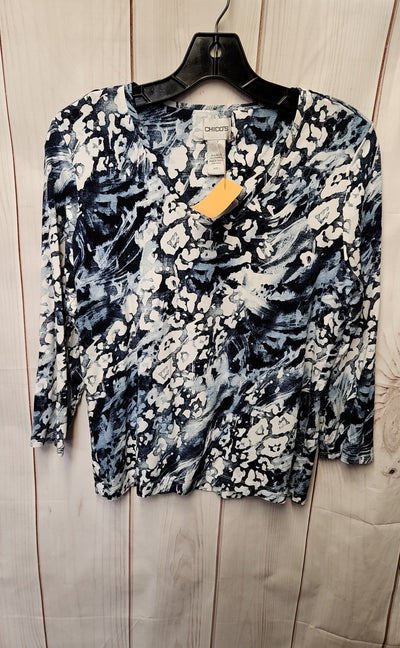 Chico's Women's Size 1 = US M Blue 3/4 Sleeve Top