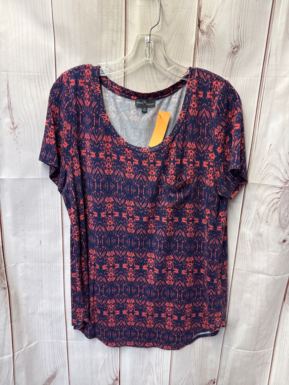 Market & Spruce Women's Size M Pink & Blue Short Sleeve Top