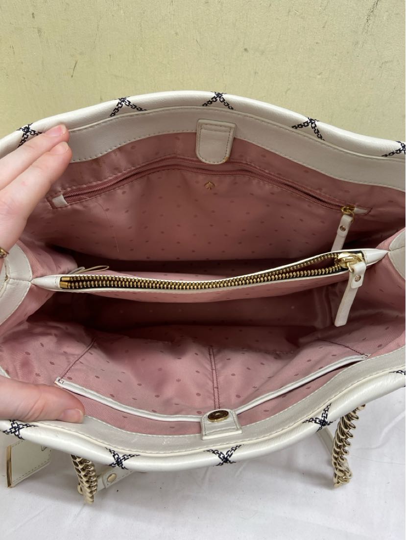 Kate Spade White Quilted Leather Tote Bag