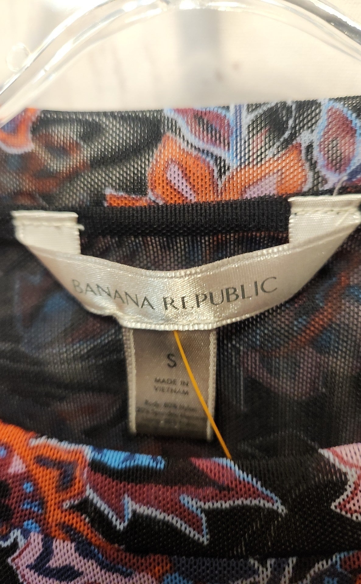 Banana Republic Women's Size S Black & Purple Floral Long Sleeve Top