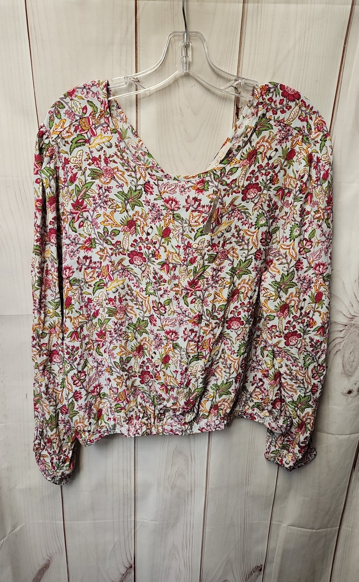 NWT Loft Women's Size XL White & Pink Floral Long Sleeve Top