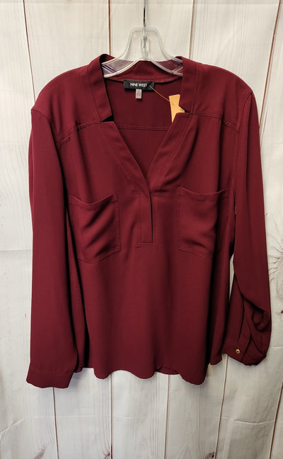 Nine West Women's Size 1X Red Long Sleeve Top