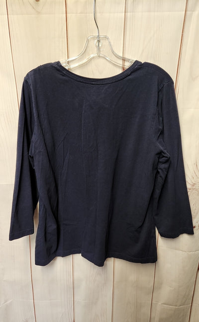 Chico's Women's Size 2 = US L Navy 3/4 Sleeve Top