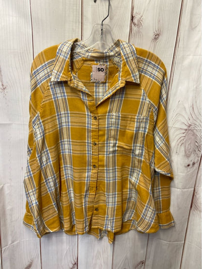 So Women's Size XL Yellow Long Sleeve Top