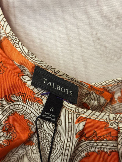 NWT Talbots Women's Size 6 Orange & Gold Sleeveless Top