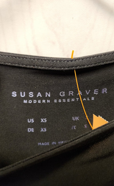 Susan Graver Women's Size XS Black Short Sleeve Top