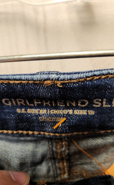 Chico's Women's Size 1 = US 8 Blue Jeans So Slimming Girlfriend Slim Leg Ankle