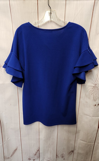 First Love Women's Size S Blue Short Sleeve Top