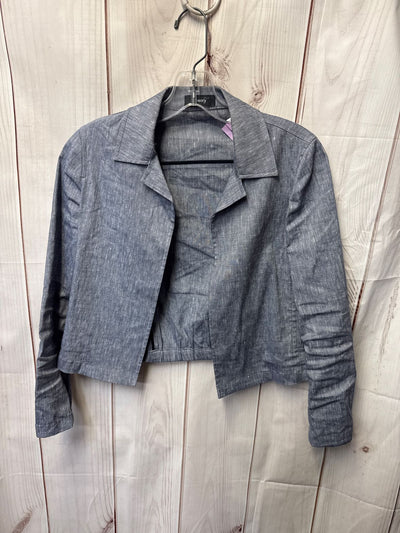 Theory Women's Size Petite Blue Linen Blend Cardigan