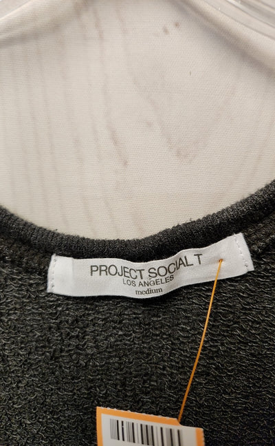 Project Social T Women's Size M Gray Cold Shoulder Top