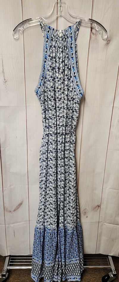 NWT Loft Women's Size L White & Blue Floral Dress