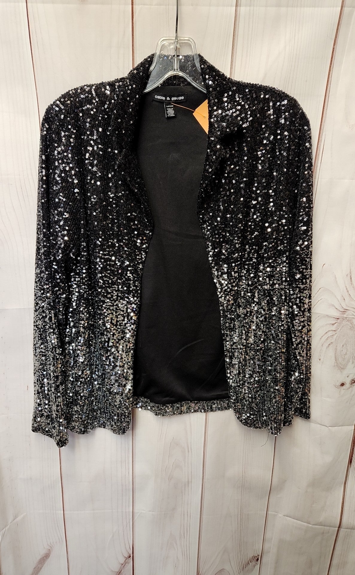 Cable & Gauge Women's Size S Black & Silver Sequined Cardigan
