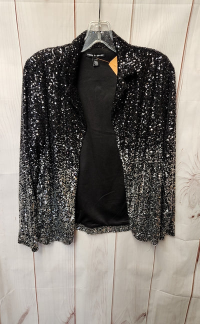 Cable & Gauge Women's Size S Black & Silver Sequined Cardigan