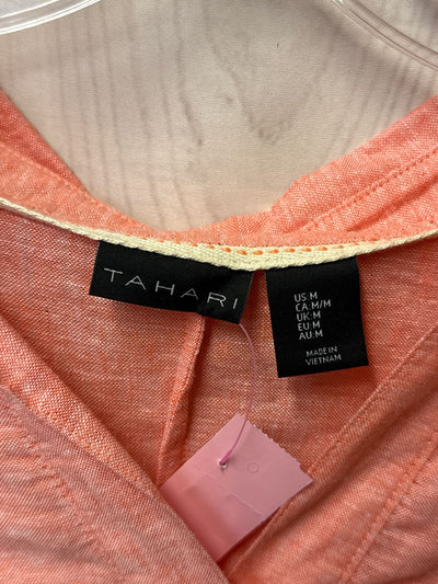 Tahari Women's Size M Orange Linen Blend Dress