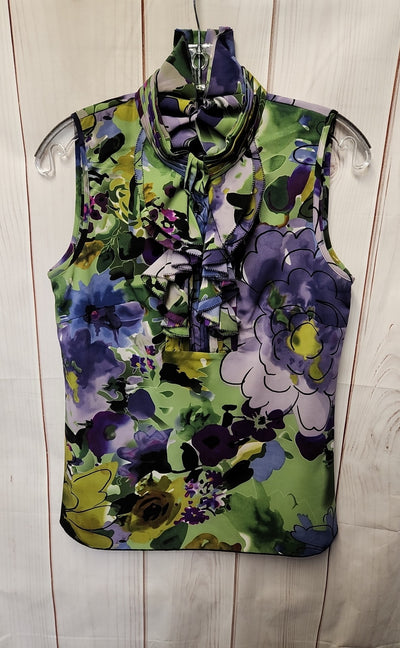 Spense Women's Size S Green & Purple Floral Sleeveless Top