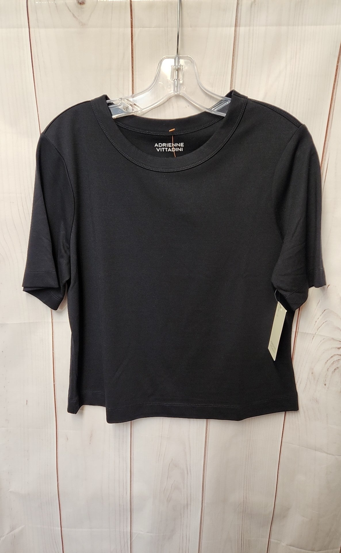 NWT Adrienne Vittadini Women's Size L Black Short Sleeve Top