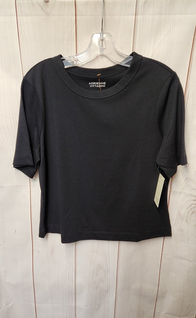 NWT Adrienne Vittadini Women's Size L Black Short Sleeve Top