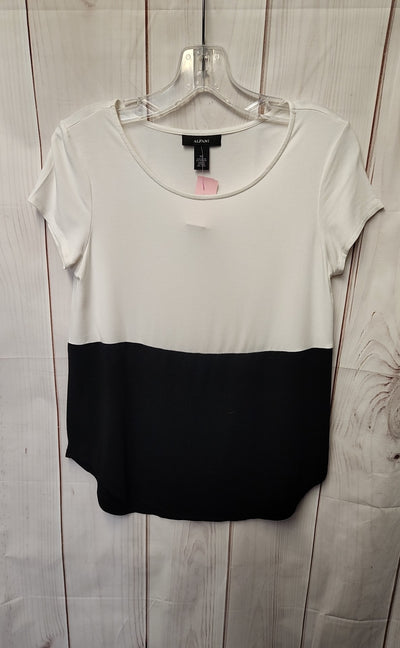 Alfani Women's Size XS White & Black Short Sleeve Top