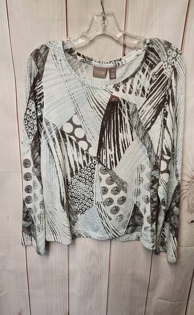 Chico's Women's Size 1 = US M Blue & Gray Long Sleeve Top