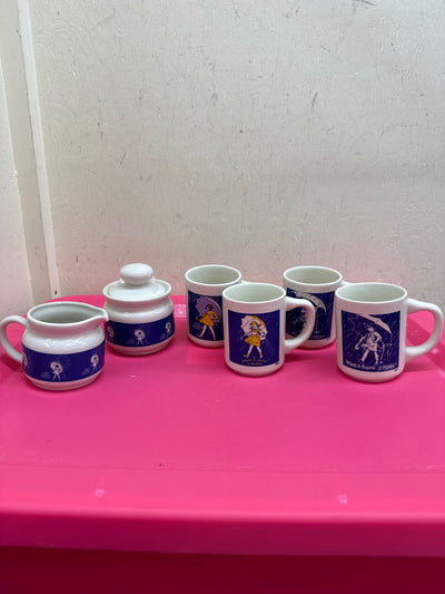VTG 6PCS Morton Salt Set - 4 Mugs, 1 Cream, 1 Sugar