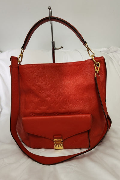 COA Louis Vuitton Red Leather Monogram Empreinte Metis Hobo Bag Purse Shoulder