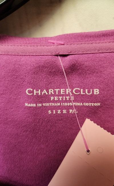 Charter Club Women's Size L Petite Purple Short Sleeve Top