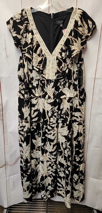 NWT Tahari Women's Size 16 Black Floral Dress