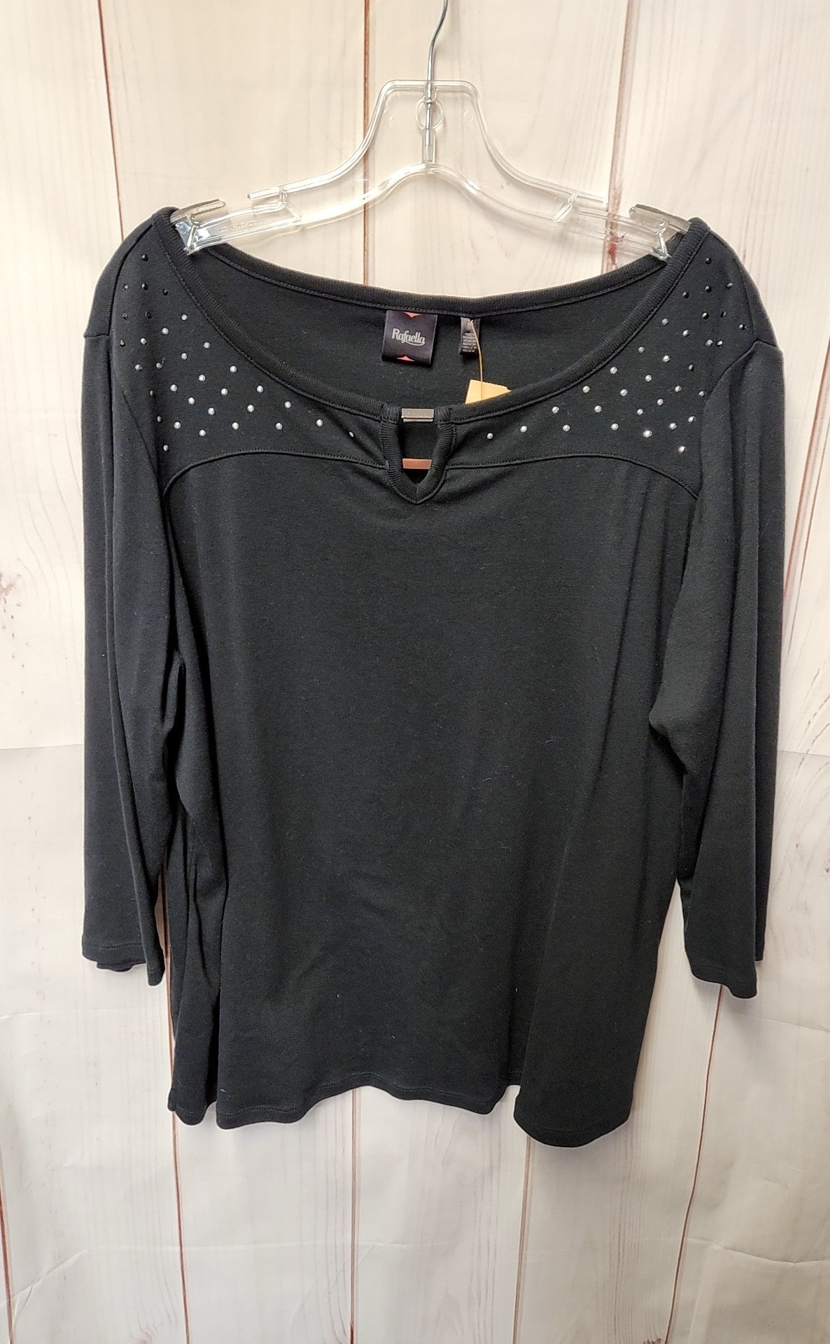 Rafaella Women's Size 2X Black 3/4 Sleeve Top