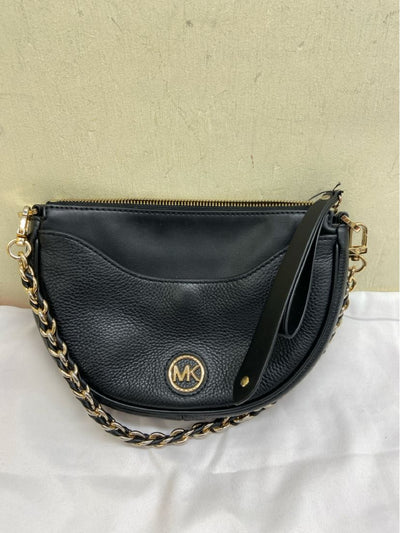 Michael Kors Dover Half Moon Black Leather Purse Bag