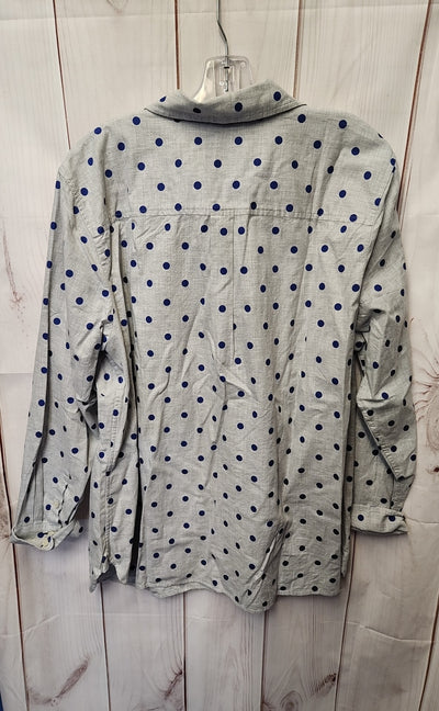 Talbots Women's Size 2X Gray Polka Dot Long Sleeve Top