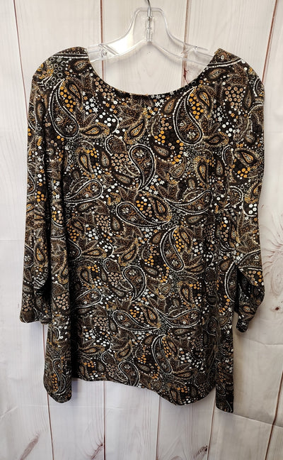 Jessica London Women's Size 26/28 Brown 3/4 Sleeve Top