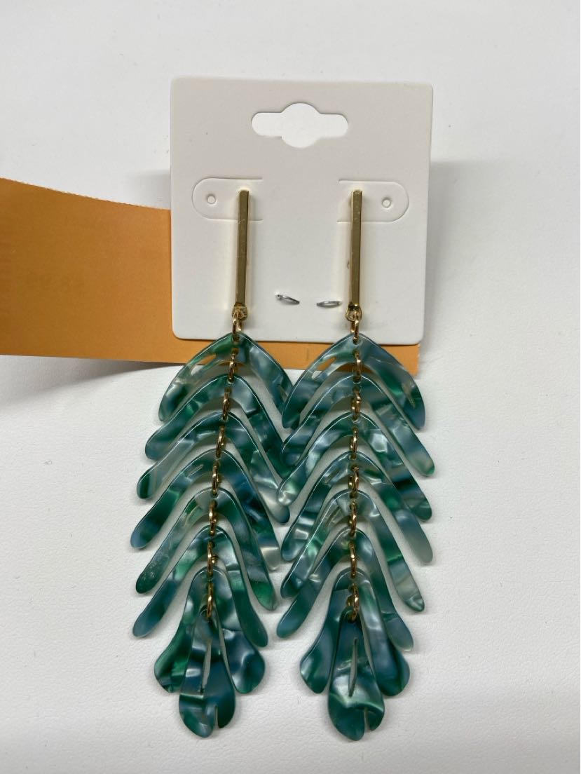 Green Beaded Drop Earrings